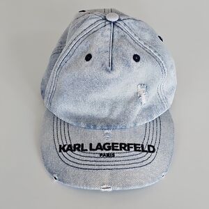Karl Lagerfeld Light Blue Denim Cap with Black Embroidery